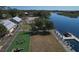 An aerial view showcasing the waterfront location and community amenities at 6702 Drewrys Blf, Bradenton, FL 34203