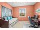 Bedroom featuring a daybed with accent pillows, desk, and a window with blinds at 7120 Quiet Creek Dr, Bradenton, FL 34212
