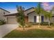Charming single-story home with a manicured lawn, landscaping, and a welcoming front entrance at 13422 Willow Bluestar Loop, Riverview, FL 33579