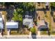 Aerial view of a home's backyard featuring a screened-in pool and landscaping at 1434 Beacon Dr, Port Charlotte, FL 33952