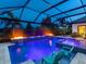 Enclosed pool with a spa, water features, fire bowls, and lounge chairs at 16614 Berwick Ter, Lakewood Ranch, FL 34202