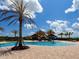 Large community pool surrounded by palm trees and lounge chairs, offering a resort-like atmosphere at 16614 Berwick Ter, Lakewood Ranch, FL 34202