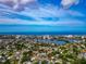 Captivating aerial view of coastal home near waterway and ocean, encircled in red for emphasis at 1722 Hazelwood St, Sarasota, FL 34231