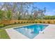Beautiful backyard pool with a modern concrete surround, framed by a wooden fence and lush landscaping at 2249 Oak Terrace St, Sarasota, FL 34231