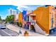 Exterior of the Florida Studio Theatre features colorful murals and architecture in downtown Sarasota at 2435 Terry Ln, Sarasota, FL 34231