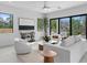 Open living room with modern furnishings, large windows, and a view of the backyard at 2554 Arlington St, Sarasota, FL 34239