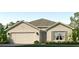 Charming one-story home featuring an attached two-car garage and meticulously landscaped front yard at 4513 Dusky Dawn Ln, Palmetto, FL 34221