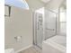 A spacious bathroom with a shower and separate tub offering relaxation and convenience at 5217 Chase Oaks Dr, Sarasota, FL 34241