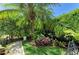 A lush tropical garden showcases a variety of colorful flowers and vibrant greenery at 6102 Sonesta Ct, Bradenton, FL 34202