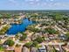 Picturesque aerial view of a serene lakeside community surrounded by lush greenery at 8304 Fishhawk Ave, New Port Richey, FL 34653
