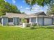 Charming single-story home with a well-manicured lawn and a bright red front door at 8304 Fishhawk Ave, New Port Richey, FL 34653