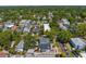 Overhead aerial perspective revealing a house's position among various other homes in a community surrounded by lush foliage at 1140 Oak Ne St, St Petersburg, FL 33701