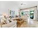 Comfortable living room with stylish sofas, coffee table, and access to a serene outdoor view at 1211 Spoonbill Landings Cir, Bradenton, FL 34209