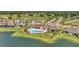 Community pool and surrounding neighborhood with lush landscaping and a nearby lake at 13013 Oak Hill Way, Parrish, FL 34219