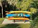 Kayaks stored outside offer easy access to water activities, blending adventure with natural beauty at 14921 Barrows Bluff Ter, Bradenton, FL 34212