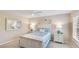Cozy bedroom featuring a comfortable bed with blue accents, coastal decor, and soft, neutral wall color at 2306 64Th W St # 17, Bradenton, FL 34209