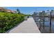 Picturesque scene of the dock featuring lush greenery, waterfront views, and convenient boat access at 4700 Mainsail Dr, Bradenton, FL 34208