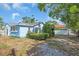 Charming blue single-Gathering home with landscaped backyard and white privacy fence at 5012 Eastchester Dr, Sarasota, FL 34234