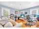 Spacious living room with multiple windows, two desks, white sofa and hardwood floors at 5012 Eastchester Dr, Sarasota, FL 34234