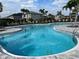 Large community pool with lounge chairs and palm trees on a sunny day surrounded by residential homes at 5521 Summit Gln, Bradenton, FL 34203