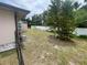 Spacious backyard with a mature pine tree and privacy fence, perfect for outdoor activities and relaxation at 652 N Elm St, Englewood, FL 34223