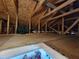 Unfinished attic space with wooden beams and ample storage potential, ready for customization and expansion at 6875 Beckwith Ave, North Port, FL 34291