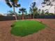 A backyard putting green surrounded by landscaping and fencing at 6875 Beckwith Ave, North Port, FL 34291