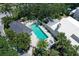 Aerial view of stunning backyard pool and patio at 7728 Club Ln, Sarasota, FL 34238