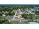Aerial view of a residential neighborhood with mature trees, well-maintained homes, and clear blue skies at 816 Wabash Rd, Venice, FL 34293