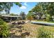 Spacious backyard featuring a well maintained lawn, garden and a home exterior at 10827 Village Green Ave, Seminole, FL 33772