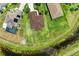 Overhead view of a backyard, secured by black metal fencing, next to a serene pond at 12815 24Th Street E Cir, Parrish, FL 34219