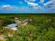 Aerial shot of homes interspersed with dense trees under a vivid, partly cloudy sky at 1375 Norwalk Ter, Port Charlotte, FL 33953