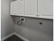 Laundry room features white cabinets, tile flooring, and utility connections at 2371 Manheim Ave, North Port, FL 34286