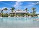 Resort-style pool area with clear blue water, palm trees, and the Bahama Bar in the background for refreshments at 3679 Santa Caterina Blvd, Bradenton, FL 34211