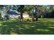 The home's backyard showcases mature trees and greenery, offering a serene and private outdoor space at 4466 Manila Ave, North Port, FL 34288