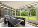 Spacious screened-in porch offers a comfortable lounge area with an expansive view of the backyard at 8209 72Nd E St, University Park, FL 34201