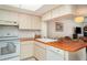 Kitchen with white cabinets, white subway tile, copper colored counters, and stainless dishwasher at 1424 Mediterranean Dr # 112, Punta Gorda, FL 33950