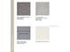 Selections of interior design elements: weathered carpet, vancouver ice tile, shaker cabinets, and quartz pebble at 15176 Cuzcorro Ct, Nokomis, FL 34275