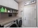Well-organized laundry room with sleek washer/dryer, storage shelves, and cabinet space above the units at 1606 22Nd W Ave, Palmetto, FL 34221