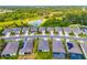 Aerial view showcasing the community's desirable street layout, well-maintained landscaping, and tranquil pond at 4119 Mossy Limb Ct, Palmetto, FL 34221