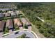 Scenic aerial view of a community featuring well-maintained homes, lush landscaping, and wooded areas at 5301 Bartolomeo St, Sarasota, FL 34238