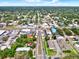 Aerial view showcasing local roads surrounded by buildings, landscaping, and trees that line the road at 748 Soundview Dr, Palm Harbor, FL 34683