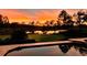 Stunning sunset reflects on the pool and pond, creating a picturesque backdrop with beautiful trees at 8016 Bounty Ln, Bradenton, FL 34202