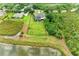 Aerial view of a property with a spacious, fenced backyard, a screen-enclosed pool, and lush surrounding greenery at 8103 Snowy Egret Pl, Bradenton, FL 34202