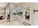 Bright breakfast nook with views of the screened pool area, perfect for morning coffee or casual dining at 8103 Snowy Egret Pl, Bradenton, FL 34202