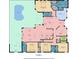 Detailed floorplan showcasing bedrooms, Gathering areas, a kitchen, and the outdoor pool and BBQ area at 8103 Snowy Egret Pl, Bradenton, FL 34202