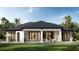 Expansive backyard featuring a covered patio, outdoor dining area, pool, and lush green lawn at 838 Norsota Way, Sarasota, FL 34242