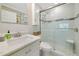 Bright bathroom features a large glass shower, white marble sink and ample storage at 850 S Tamiami Trl # 431, Sarasota, FL 34236