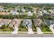 Aerial view of multiple homes in a planned community with mature landscaping and a serene lake at 11508 Griffith Park Ter, Bradenton, FL 34211