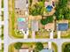 Aerial view of a residential area with neatly arranged homes, some with pools, and well-maintained lawns at 3924 Candia Ave, North Port, FL 34286